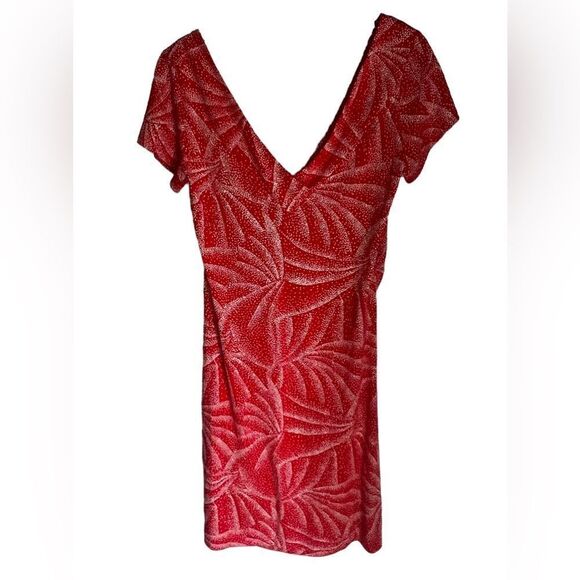 Elegant Red Patterned Dress - Picture 5 of 5